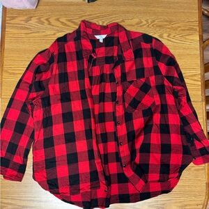 Time and Tru Red and Black Checkered Men's Shirt